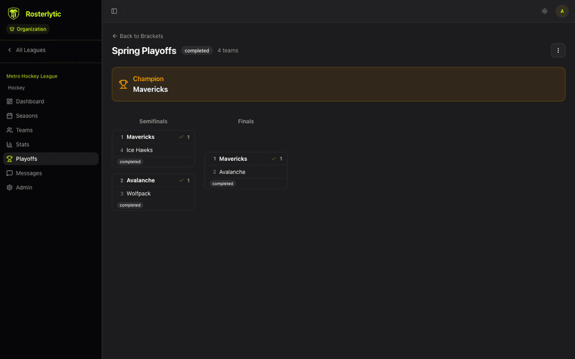 Playoff bracket management