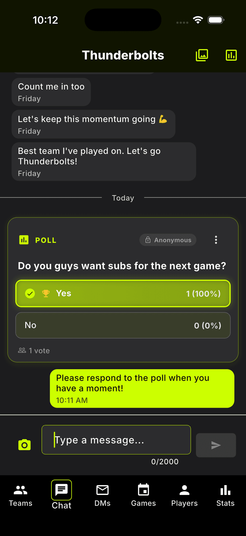 Chat feature screenshot