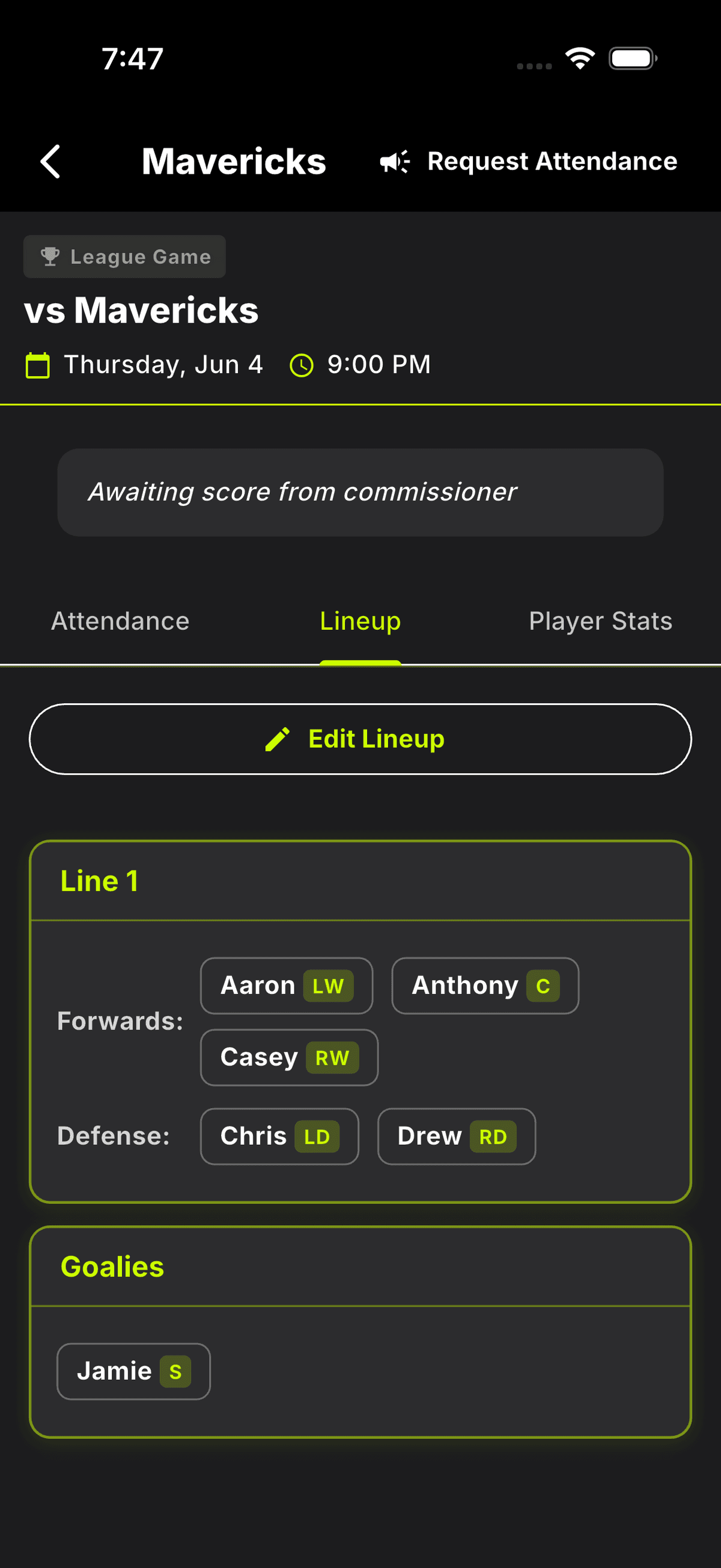 Lineups & Roster Management screenshot